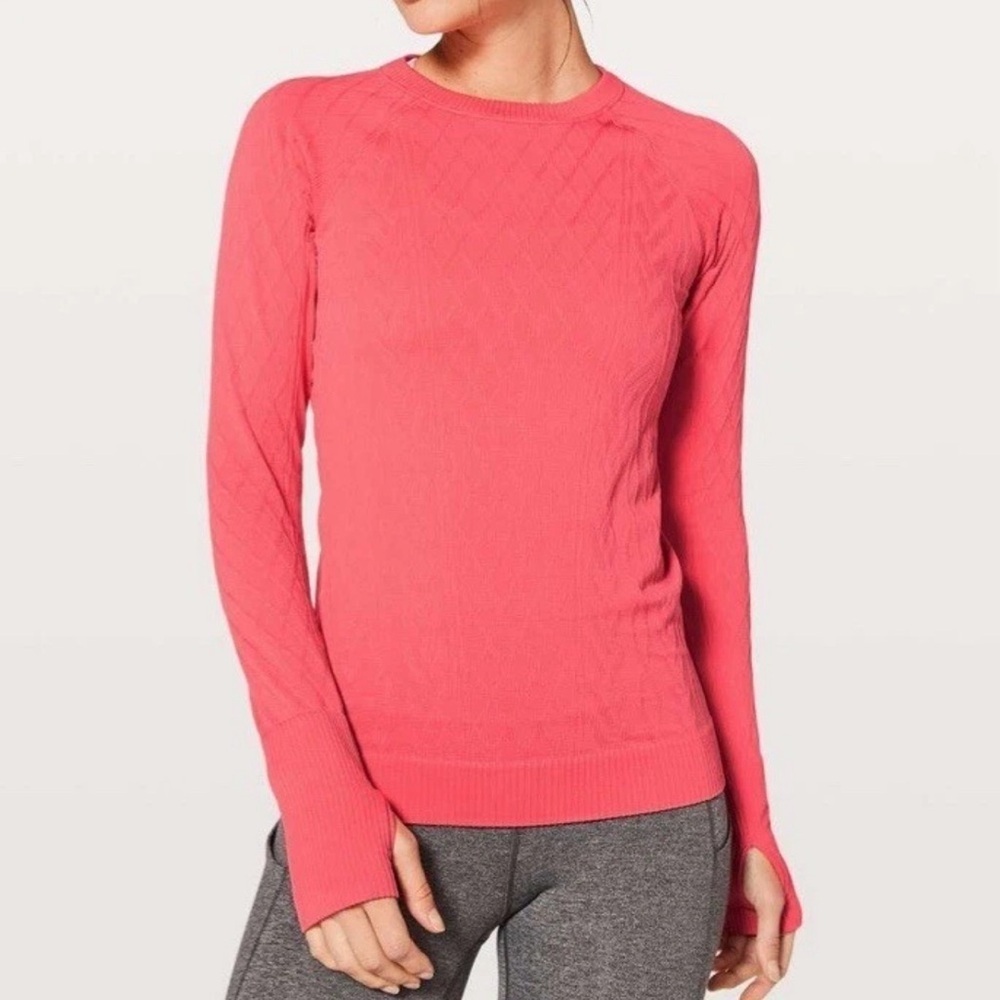 Lululemon Rest Less Pullover Flash Light Tone Long Sleeve Knit Pattern Size 4